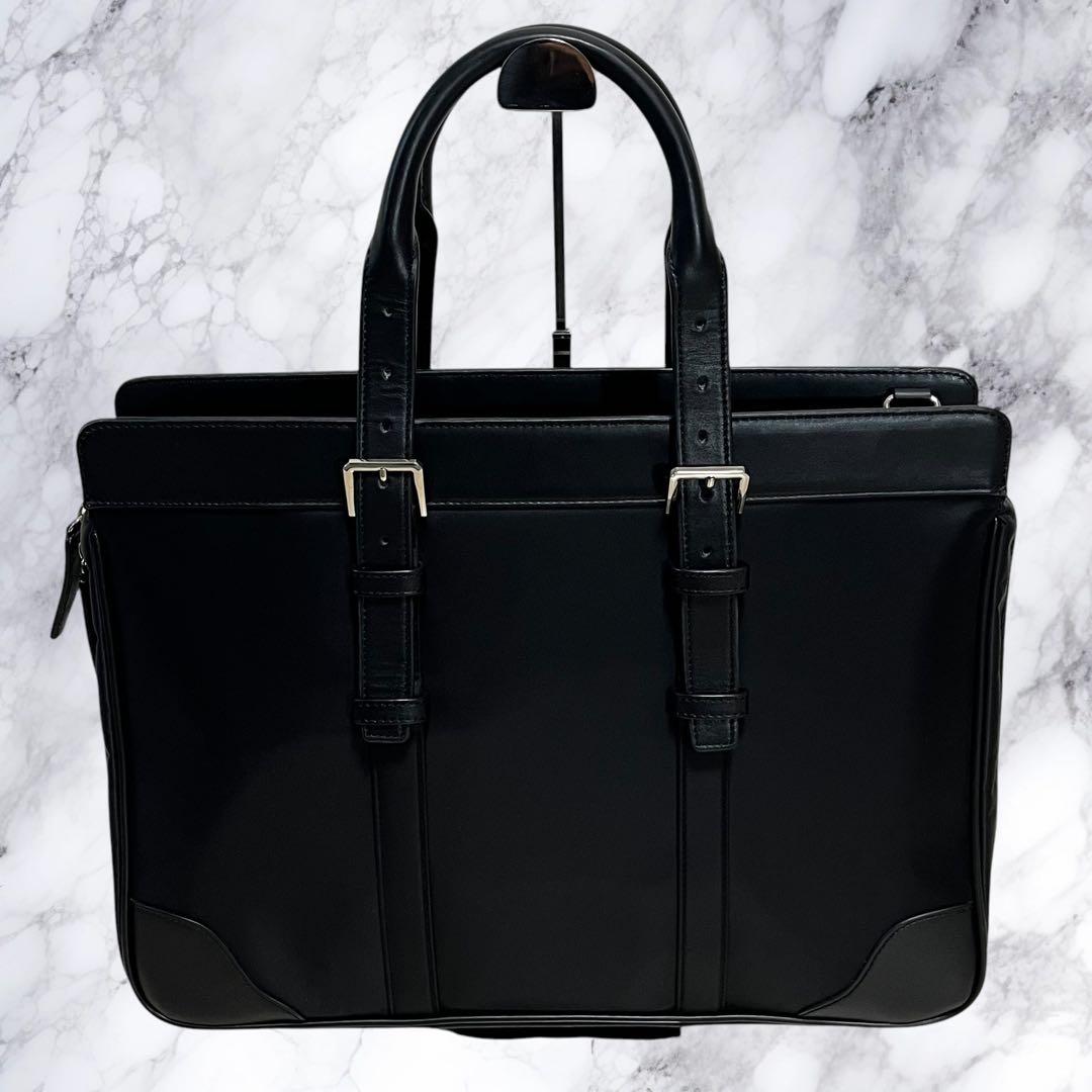 極美品 タケオキクチ 2way ビジネスバッグ ショルダーバッグ 本革 ナイロン
