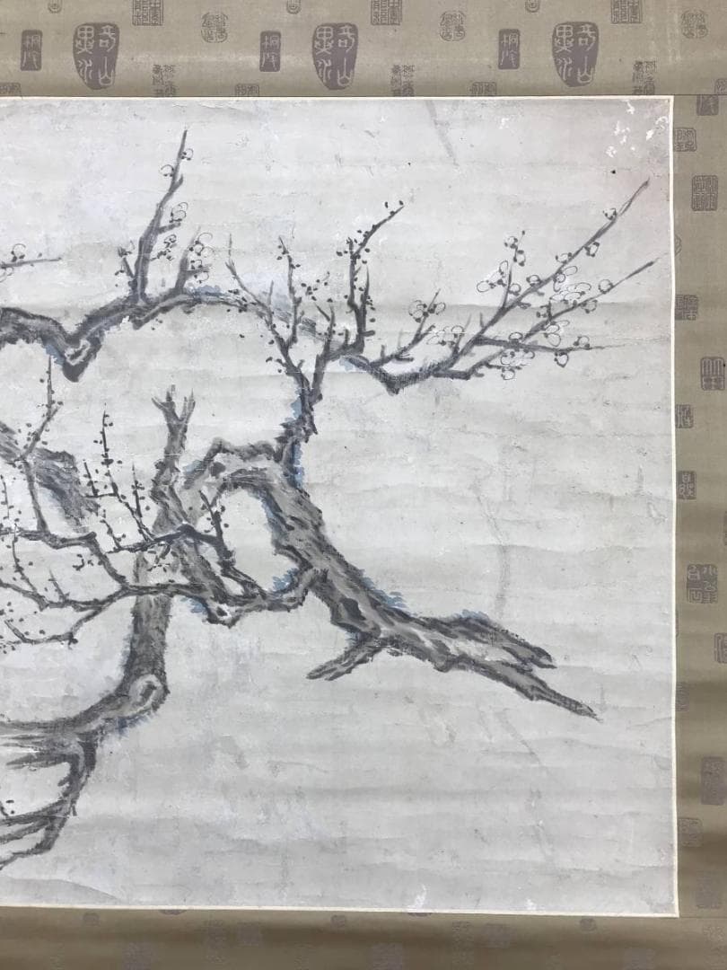 模写/田能村竹田/淡彩梅花之図/花図/梅図/掛軸/名家伝来/AE-43