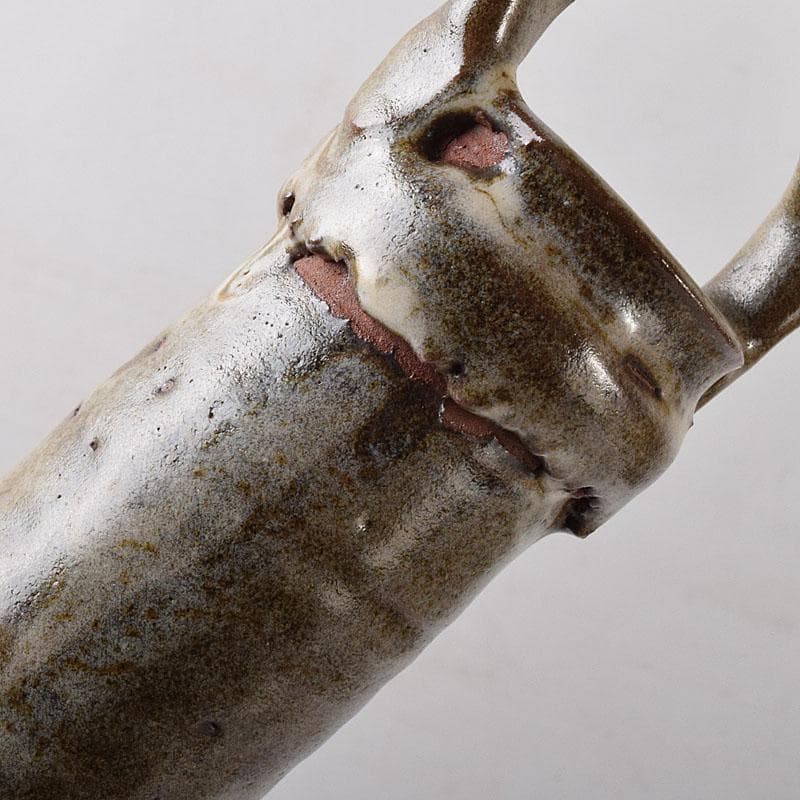 薩摩焼　古薩摩　大へら持ち手付　細長花生　花瓶　時代箱　M　R8727