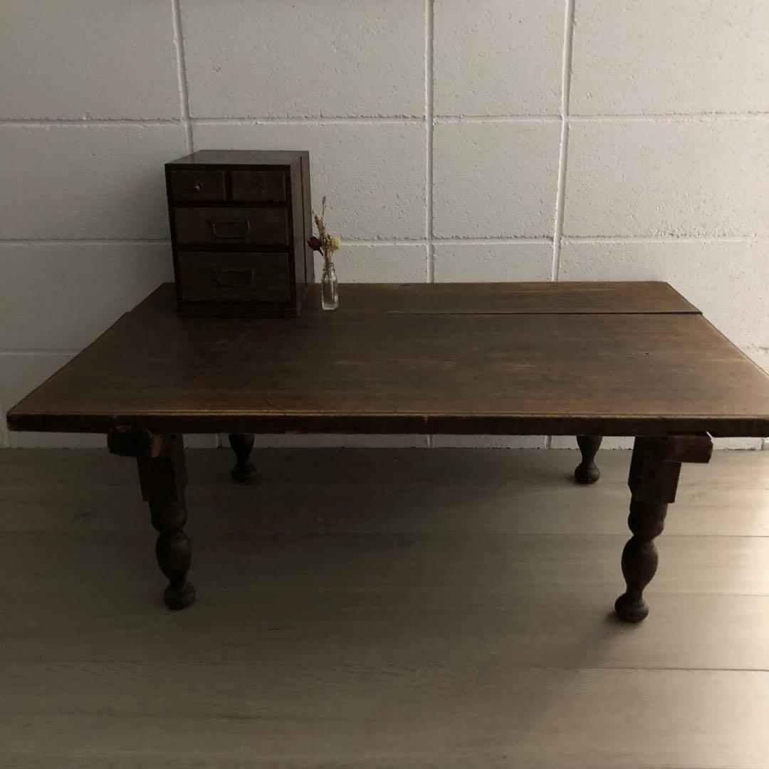 昭和レトロ　ちゃぶ台　木製　文机　座卓　ブラウン　作業台