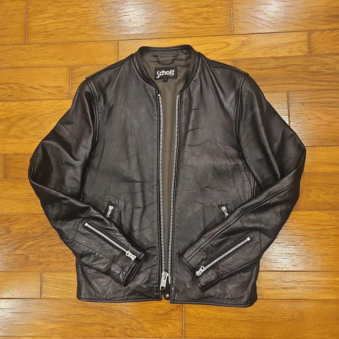 ニックネーム　Schott ブラックレザー シングルライダース