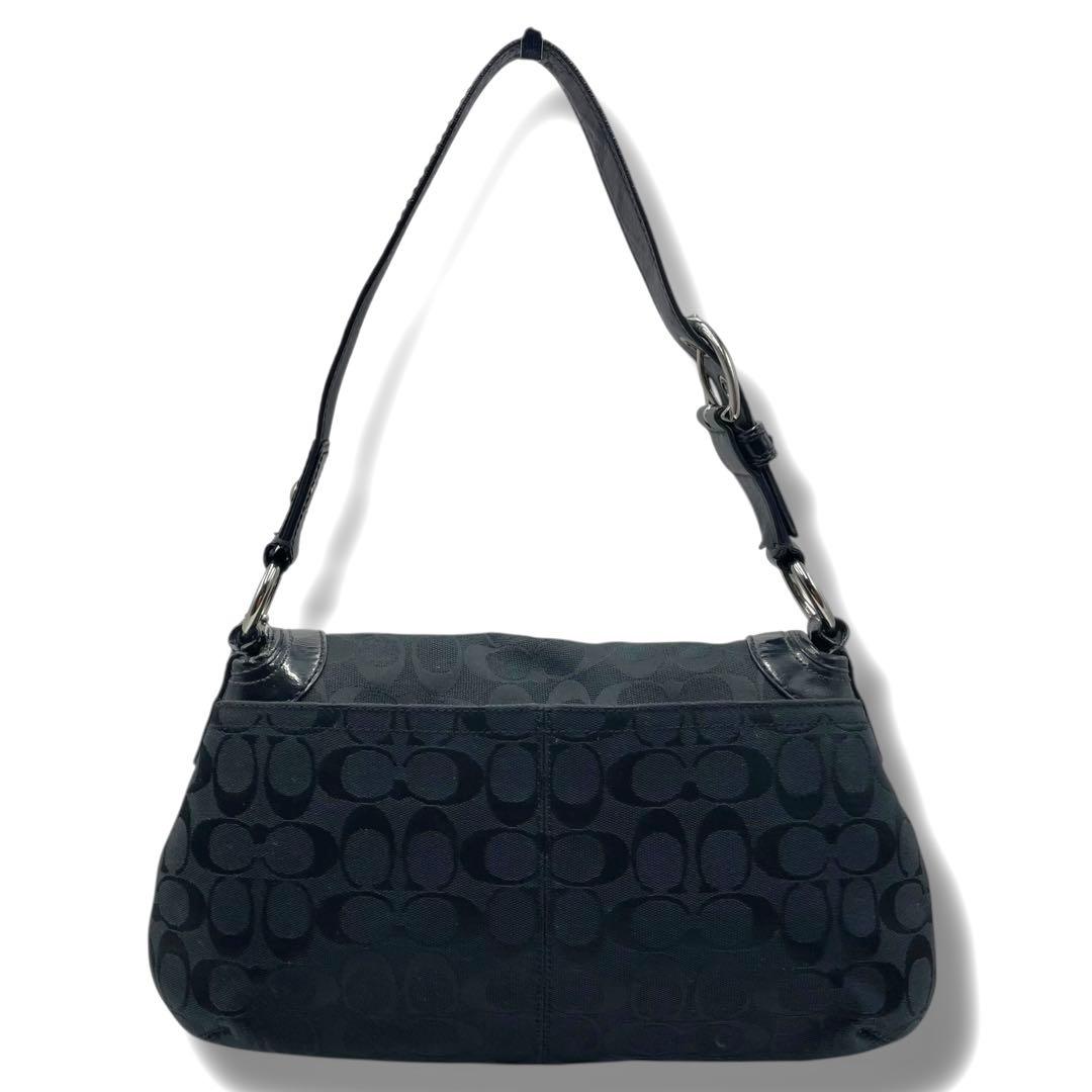 極美品✨COACH ワンショルダー 肩掛け ハンドバッグ シグネチャー ブラック