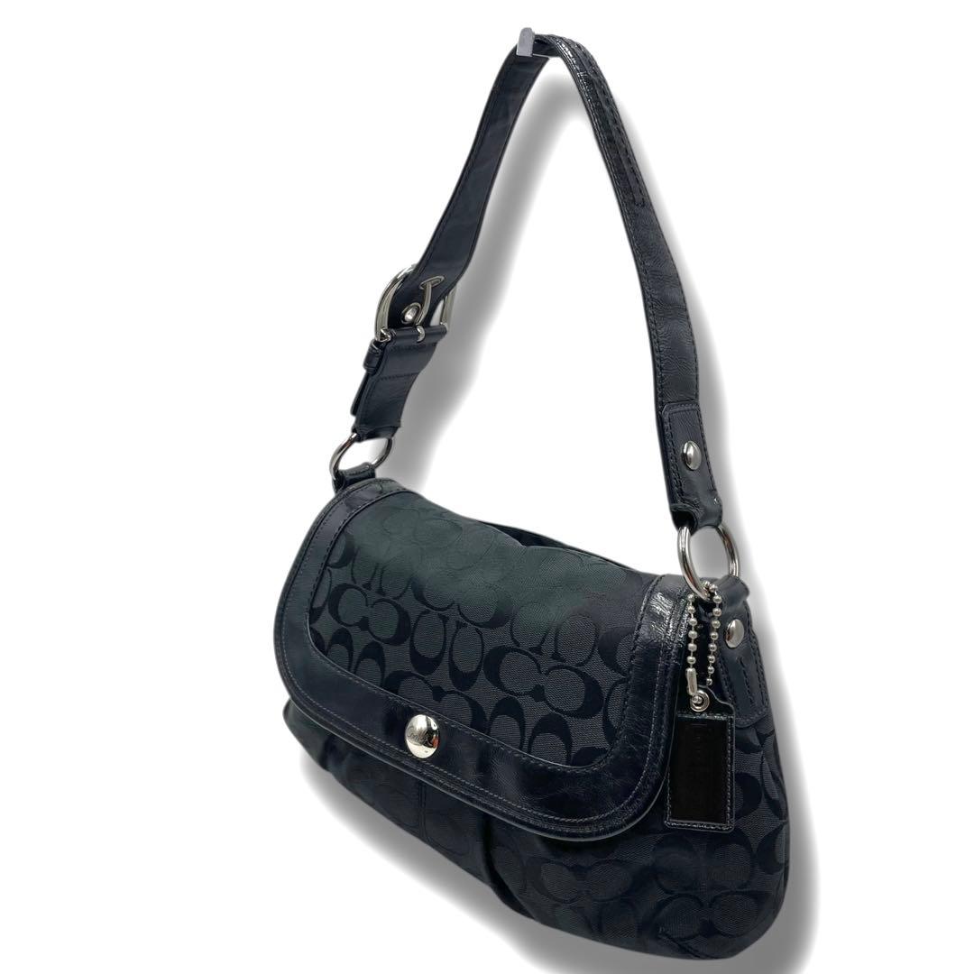 極美品✨COACH ワンショルダー 肩掛け ハンドバッグ シグネチャー ブラック