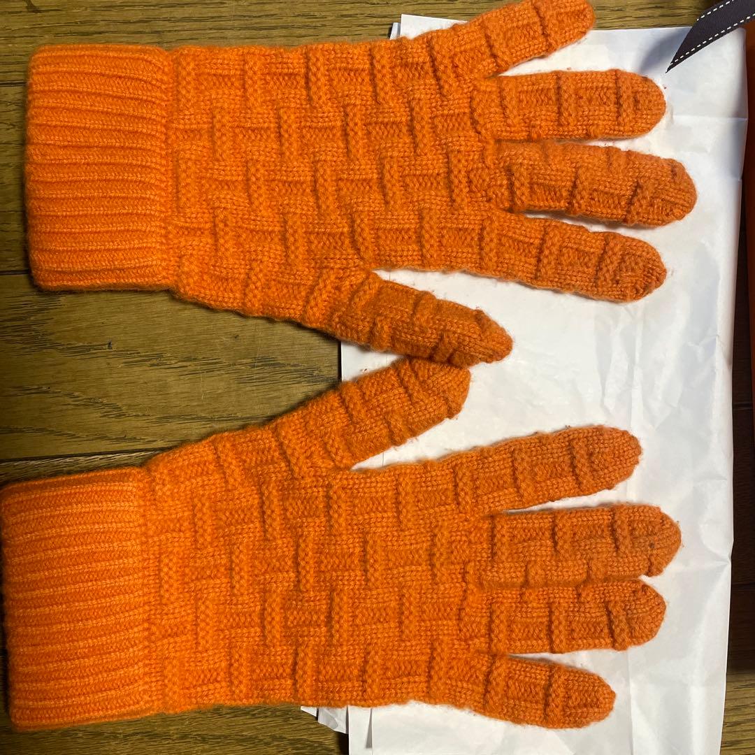 エルメス　カシミヤグローブ　オレンジ