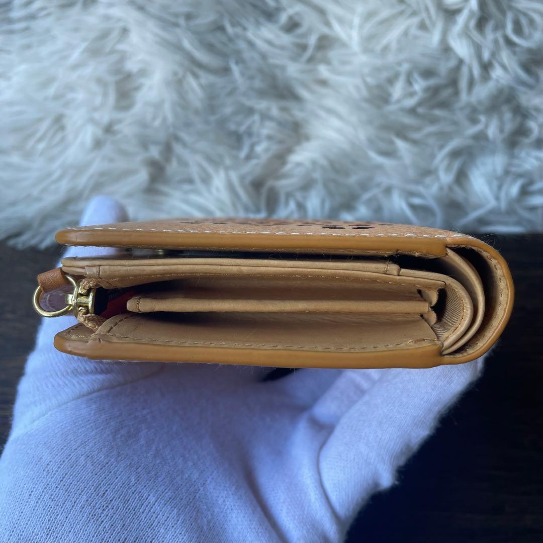 【極美品】ゲンテン フラッターカットワーク 二つ折り財布 ヌメベージュ