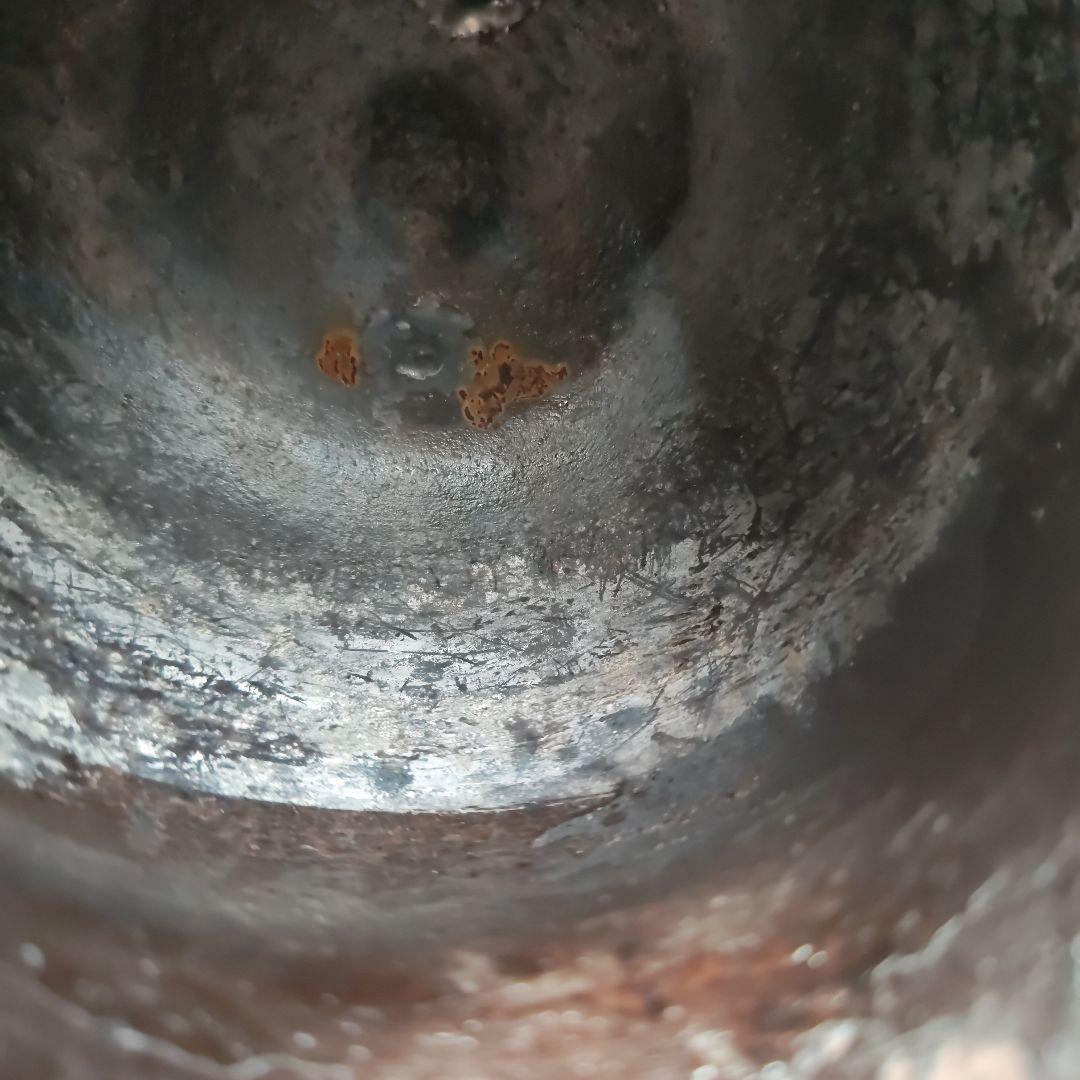 イ623 茶釜『釜師　菊地正直』『淡々斎好　唐松地紋　鶴首釜　銀独楽摘み　共箱』