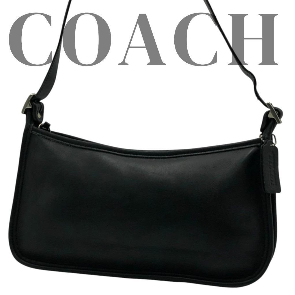 【美品・希少】OLD COACHオールドコーチ　ショルダーバッグ　ブラックレザー