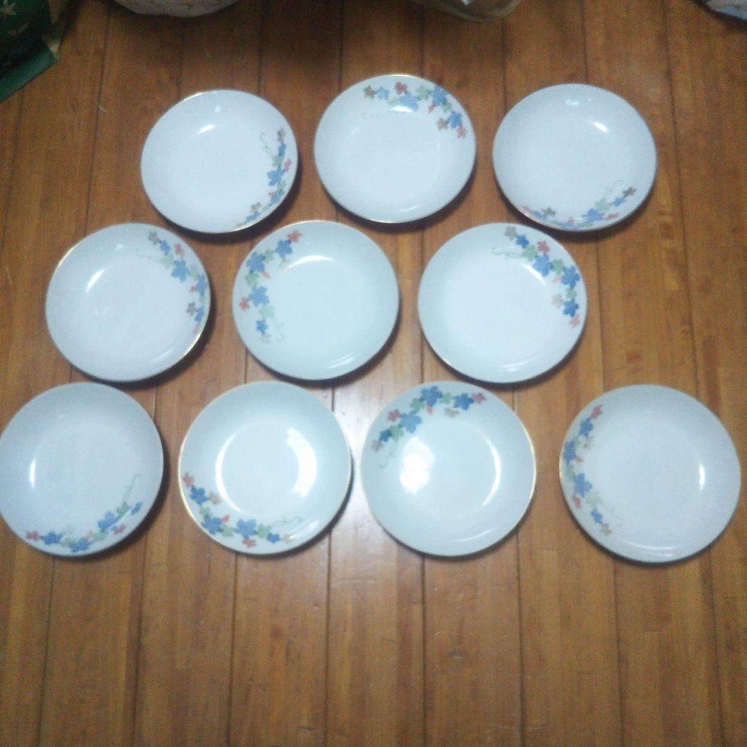 昭和レア物30年代古い深川製磁有田焼皿10枚揃いもう手に入らない飾り品未使用品
