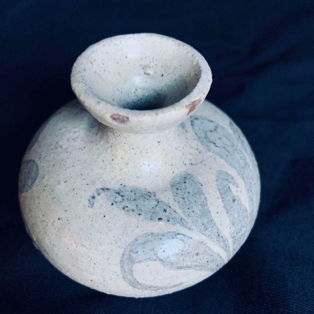 欠けあり 高麗青磁鉄絵唐草紋 花瓶 花器 李朝高麗コレクター放出品陶磁古玩朝鮮美