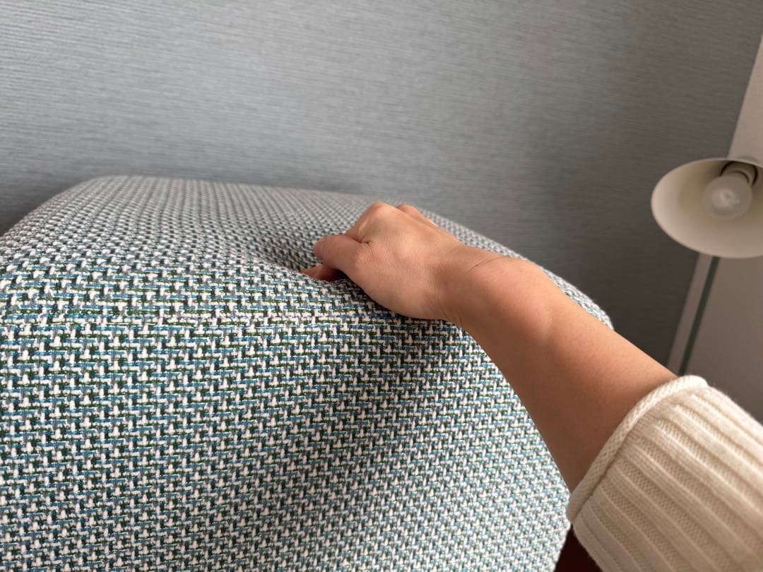 blocco ツイードオットマン 青と緑と白のツイード