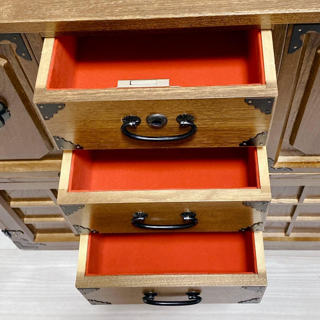 希少 からくり 箪笥 民芸調 隠し 収納多数 昭和レトロ 職人仕上げ 鍵付き