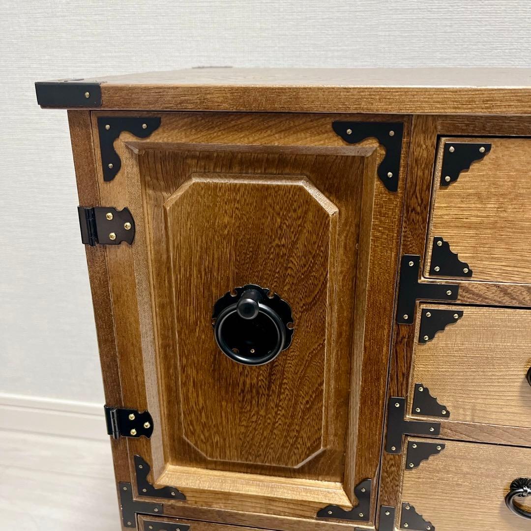 希少 からくり 箪笥 民芸調 隠し 収納多数 昭和レトロ 職人仕上げ 鍵付き