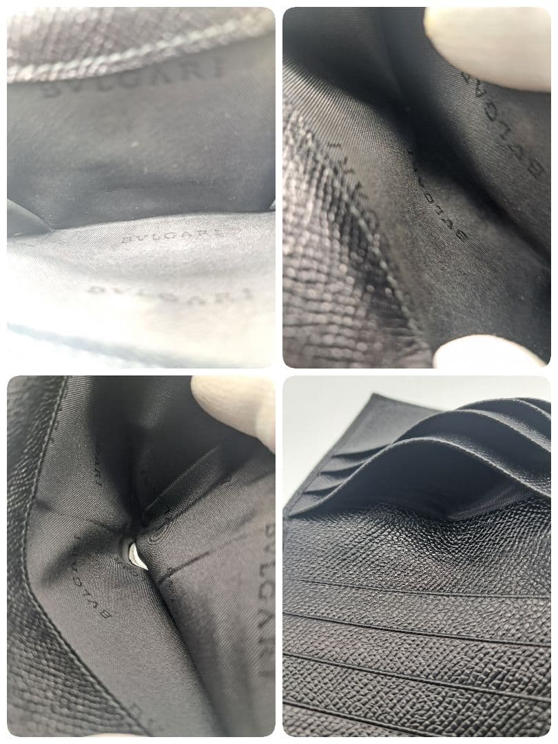 BVLGARI Wホックコンパクトウォレット 折り財布 ブラックレザー