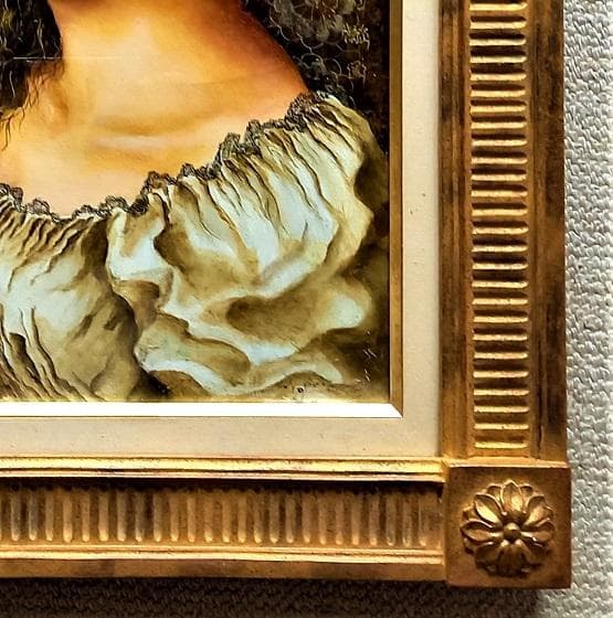 宮田融「婦人像」Ｆ６　油彩画　大阪三越「秀作油絵展」展示作品　アンティークな額装