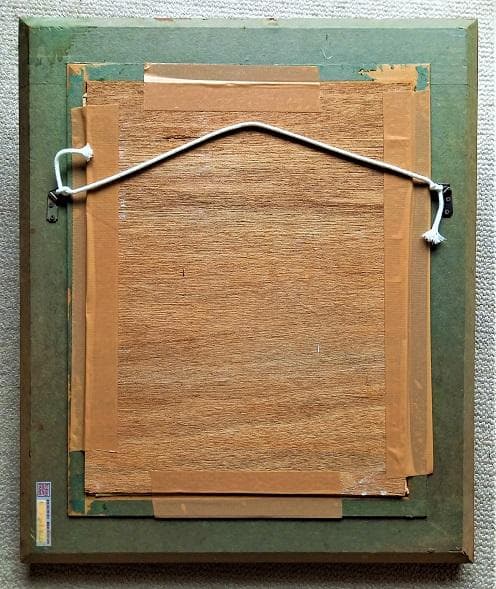 宮田融「婦人像」Ｆ６　油彩画　大阪三越「秀作油絵展」展示作品　アンティークな額装