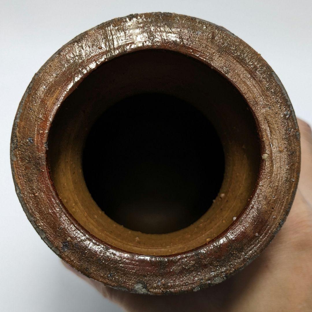 岡山県重要無形文化財 藤原建 備前焼 擂座花入 共箱 花器 フラワーベース 花瓶