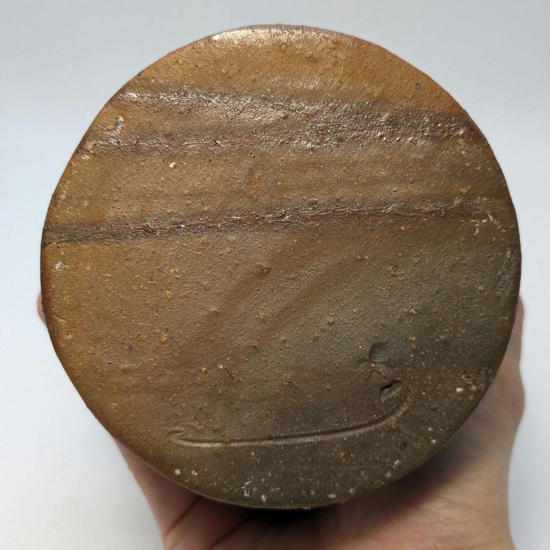 岡山県重要無形文化財 藤原建 備前焼 擂座花入 共箱 花器 フラワーベース 花瓶