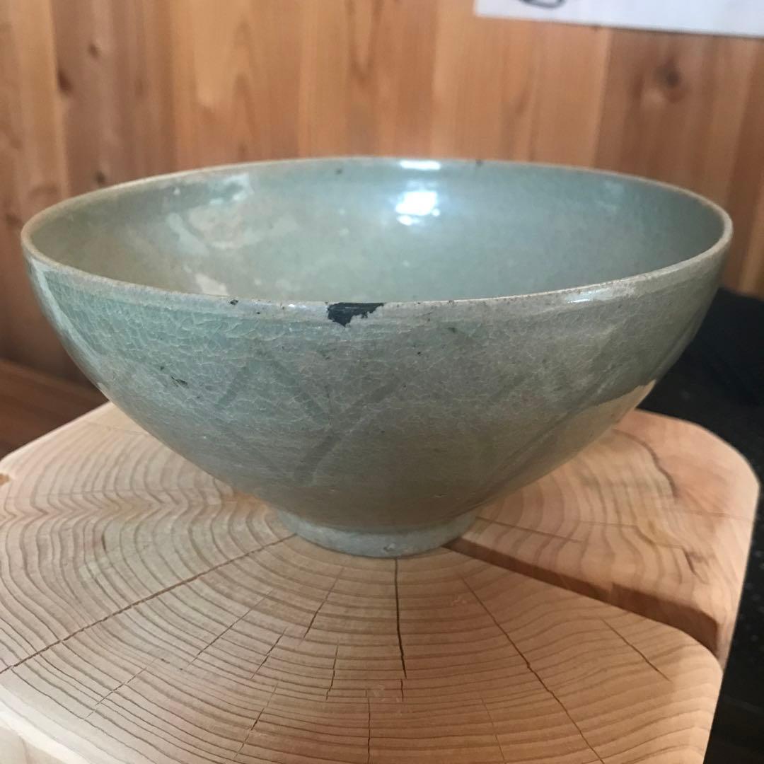 高麗青磁茶碗　蓮弁紋　李朝　高麗　茶道具