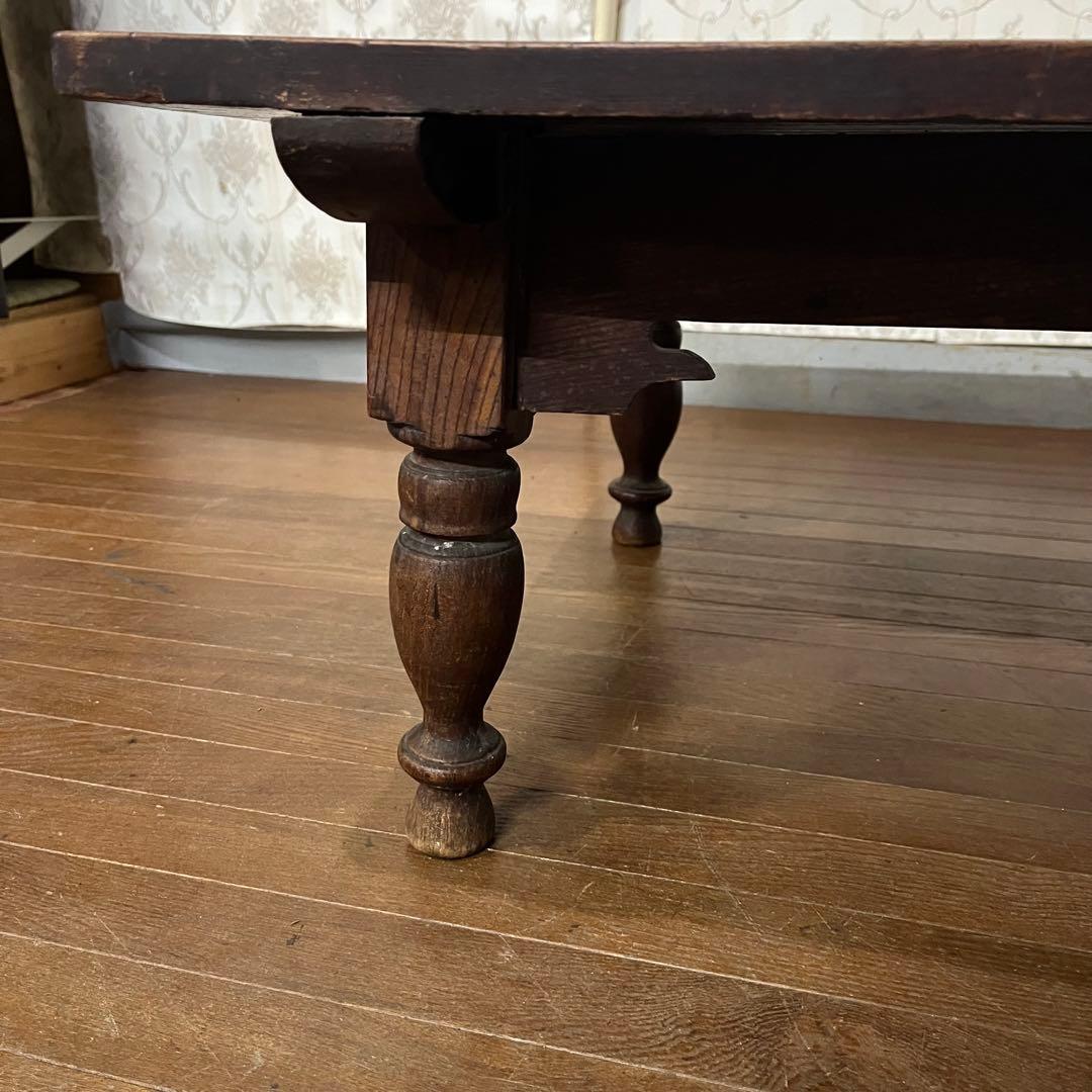 【アンティーク】昭和レトロ 木製 ろくろ脚 ローテーブル 文机 座卓 古道具