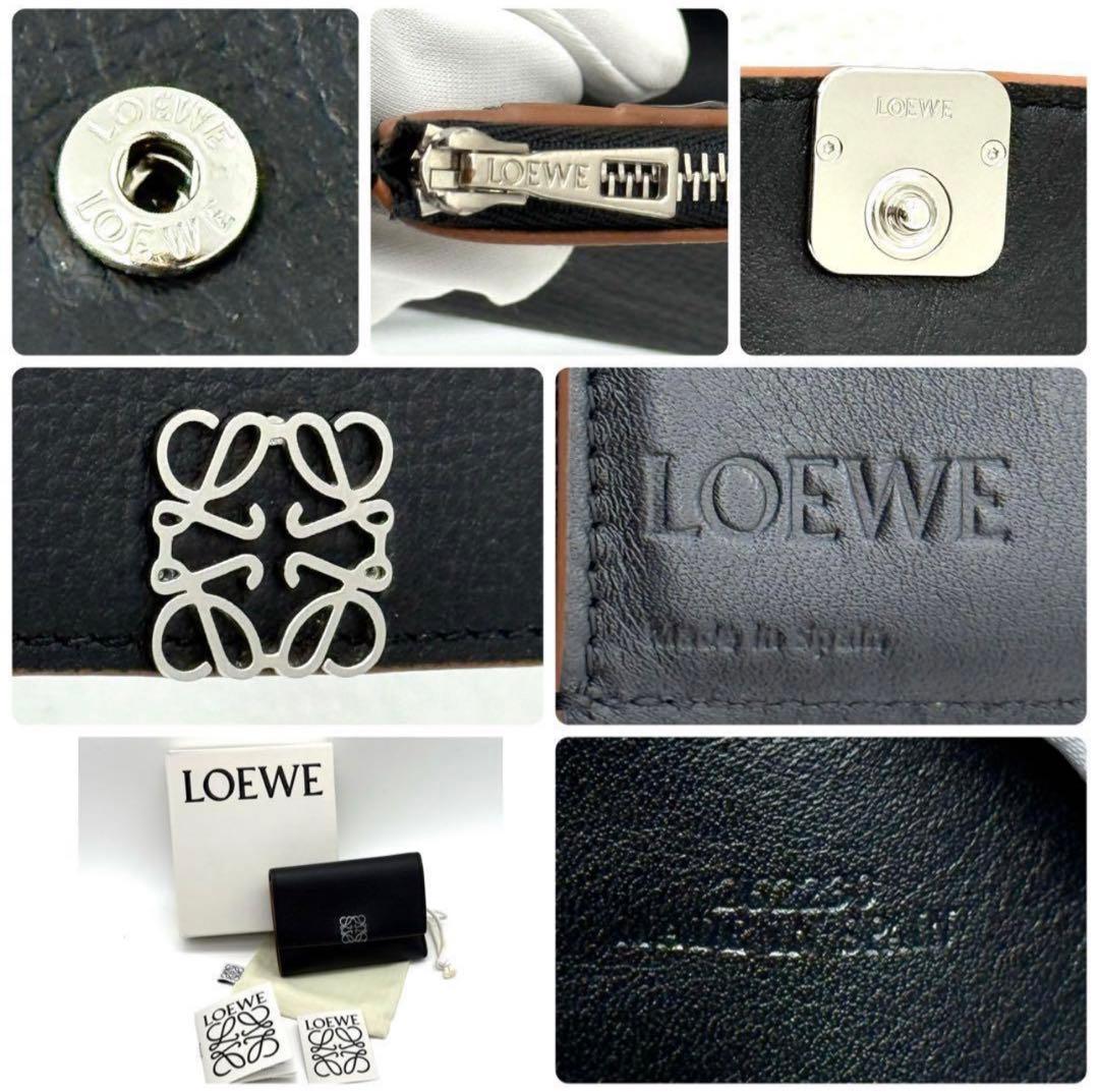 使用わずか　ロエベ アナグラム バーティカル ウォレット ブラック O09