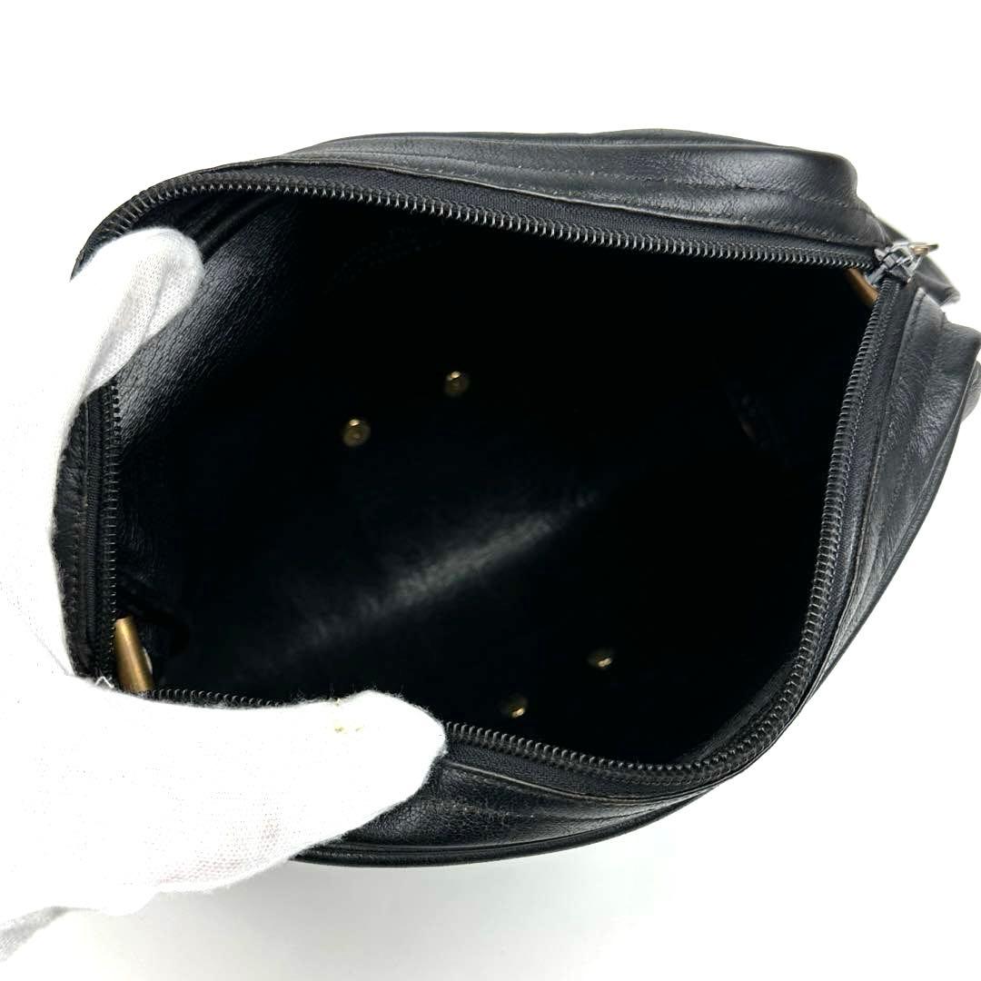 【美品】ディオール　ショルダーバッグ　トロッター　シルバー金具　レザー　ブラック