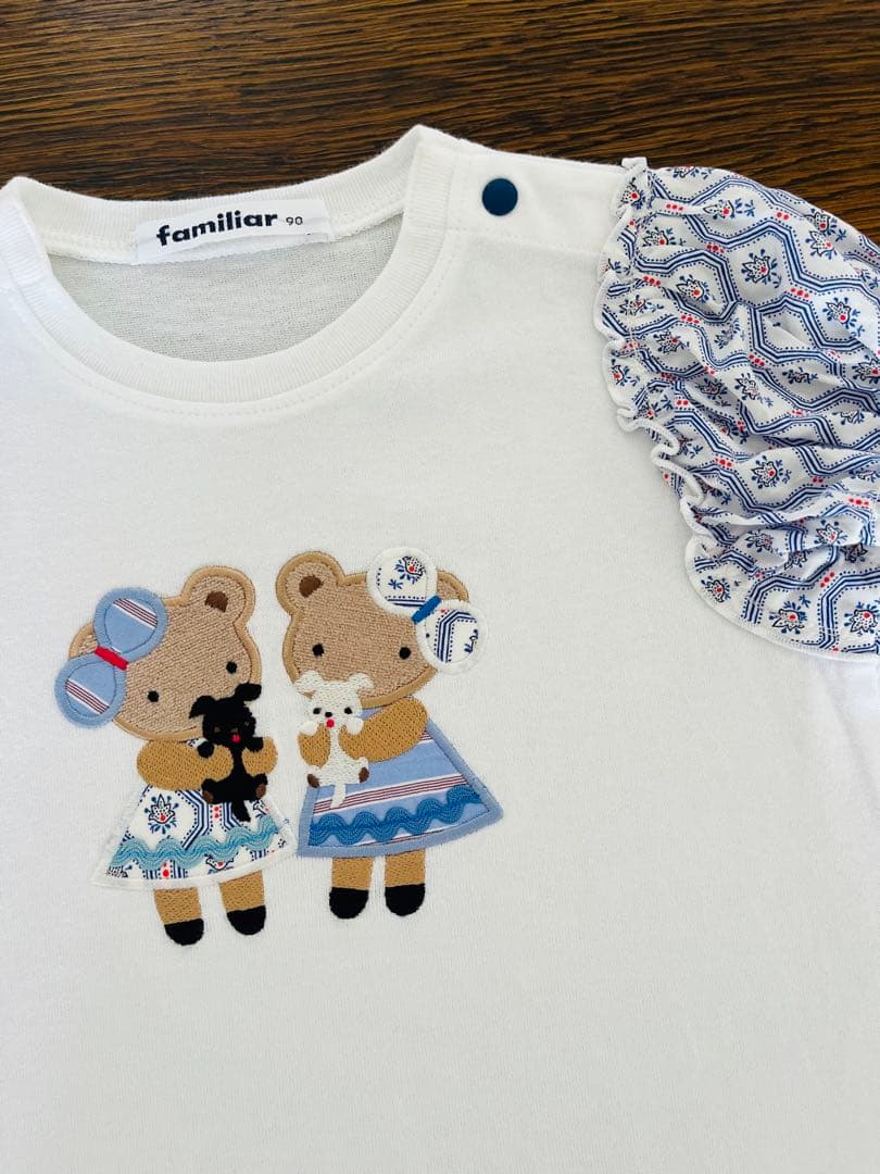 ファミリア 即完売　美品　ブルーリバティ　クマ　　テリア　Tシャツ　パフスリーブ