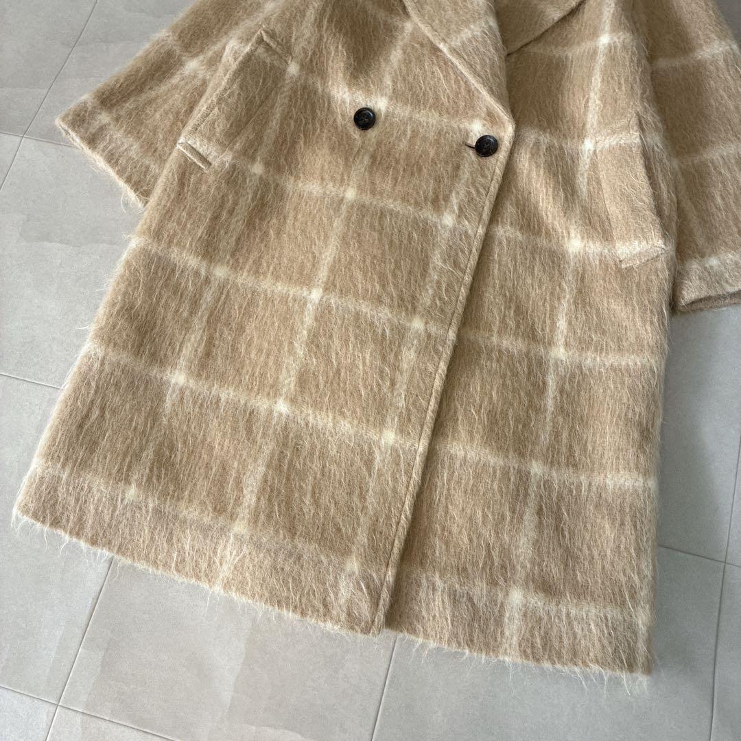 極美品 23区 マンテコ♡アルパカ ウール シャギー チェスターコート チェック