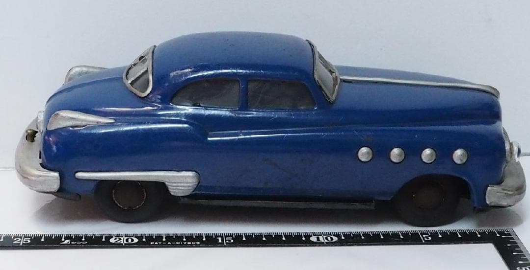 当時物【スーパービュイック青リペイント電動走行 動作不良】ブリキ自動車TIN箱無