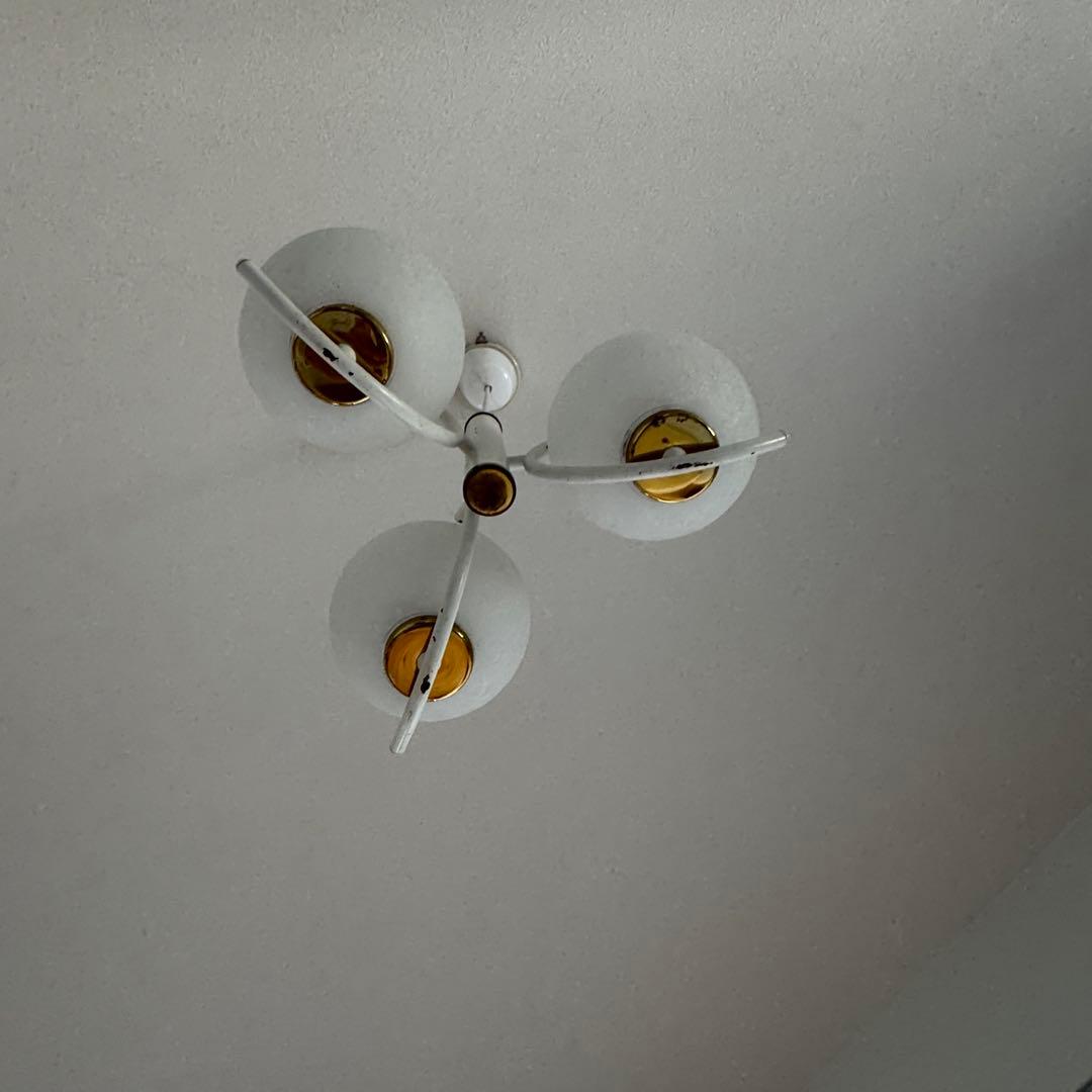 【KRN】ヴィンテージ ガラスシャンデリア 3灯