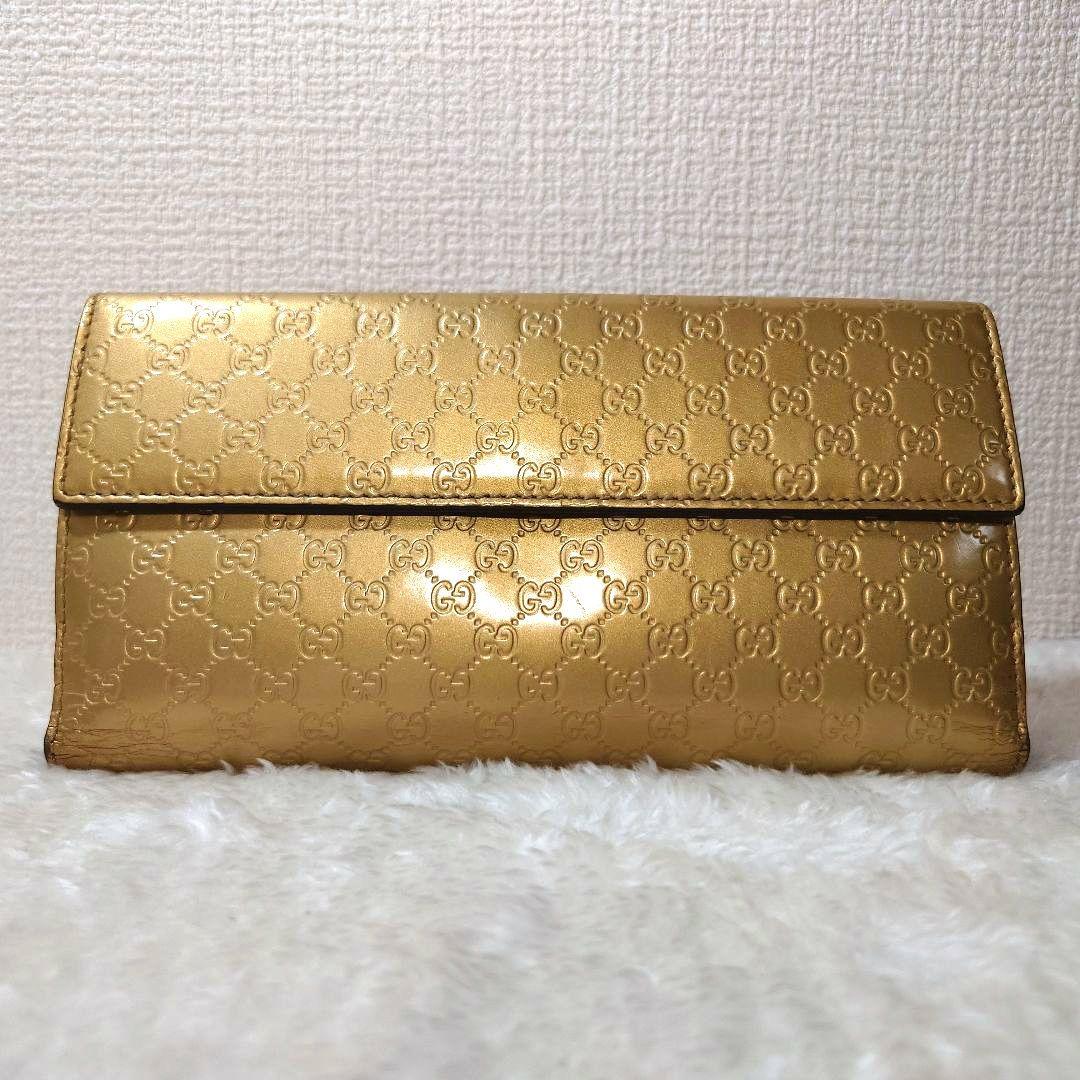 GUCCI グッチ ゴールド 二つ折り 長財布 ハート コンチネンタル GGシマ