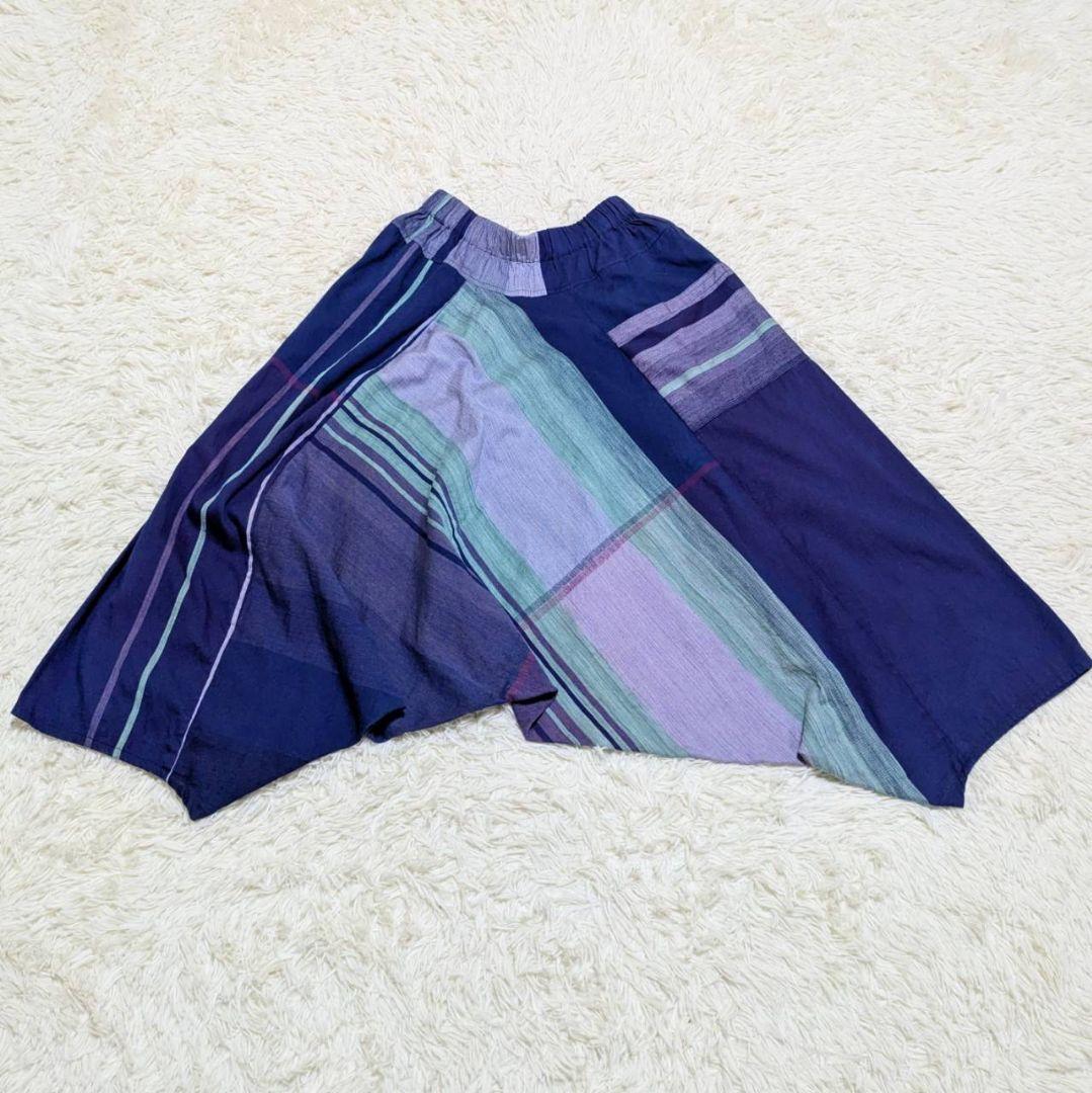 洗える タマキニイメ タルンパンツ ロング ブルー フリーサイズ