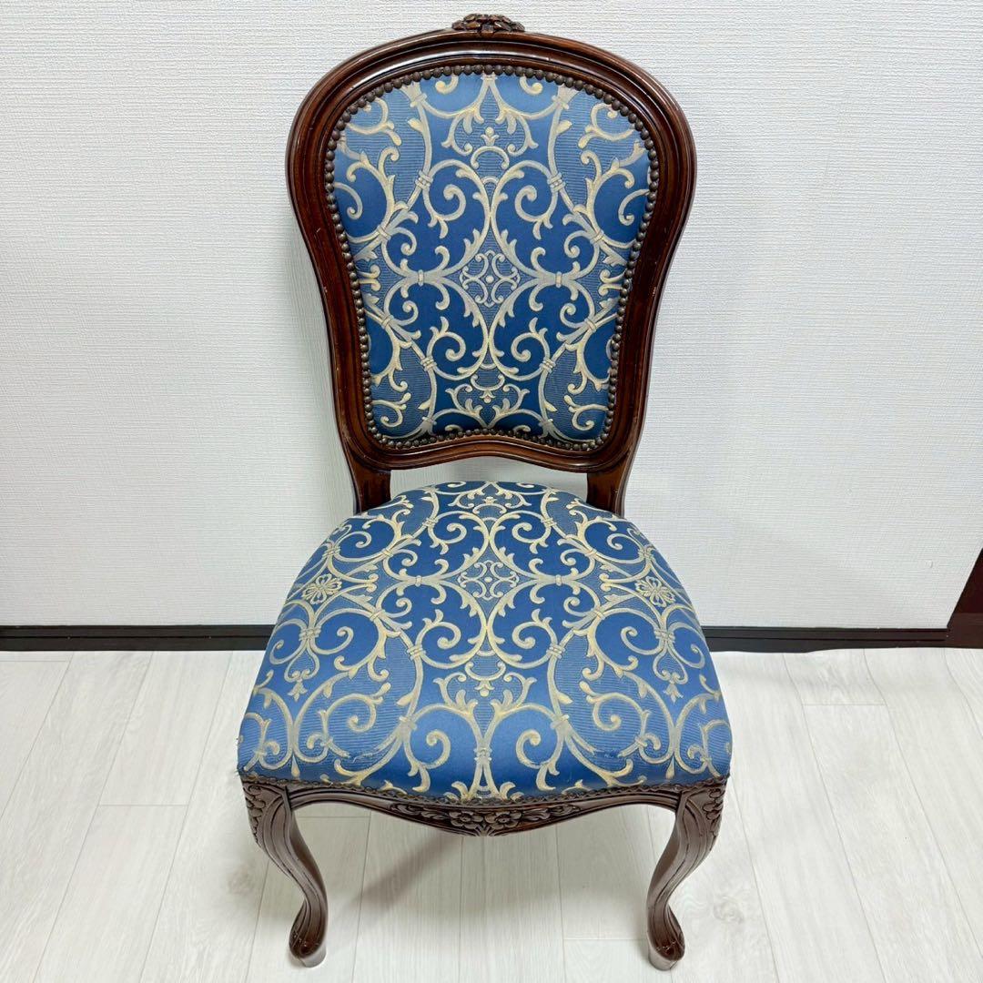 イタリア ダイニングチェア ブルー イタリア家具 高級感 猫脚　2脚
