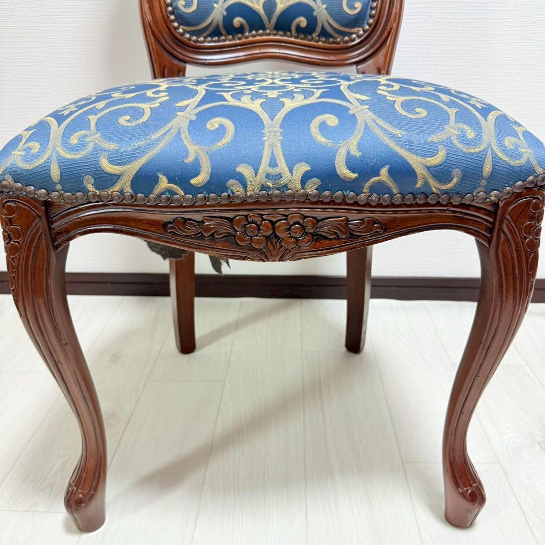 イタリア ダイニングチェア ブルー イタリア家具 高級感 猫脚　2脚