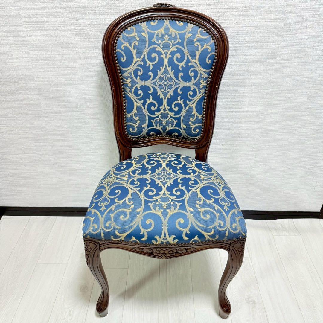 イタリア ダイニングチェア ブルー イタリア家具 高級感 猫脚　2脚