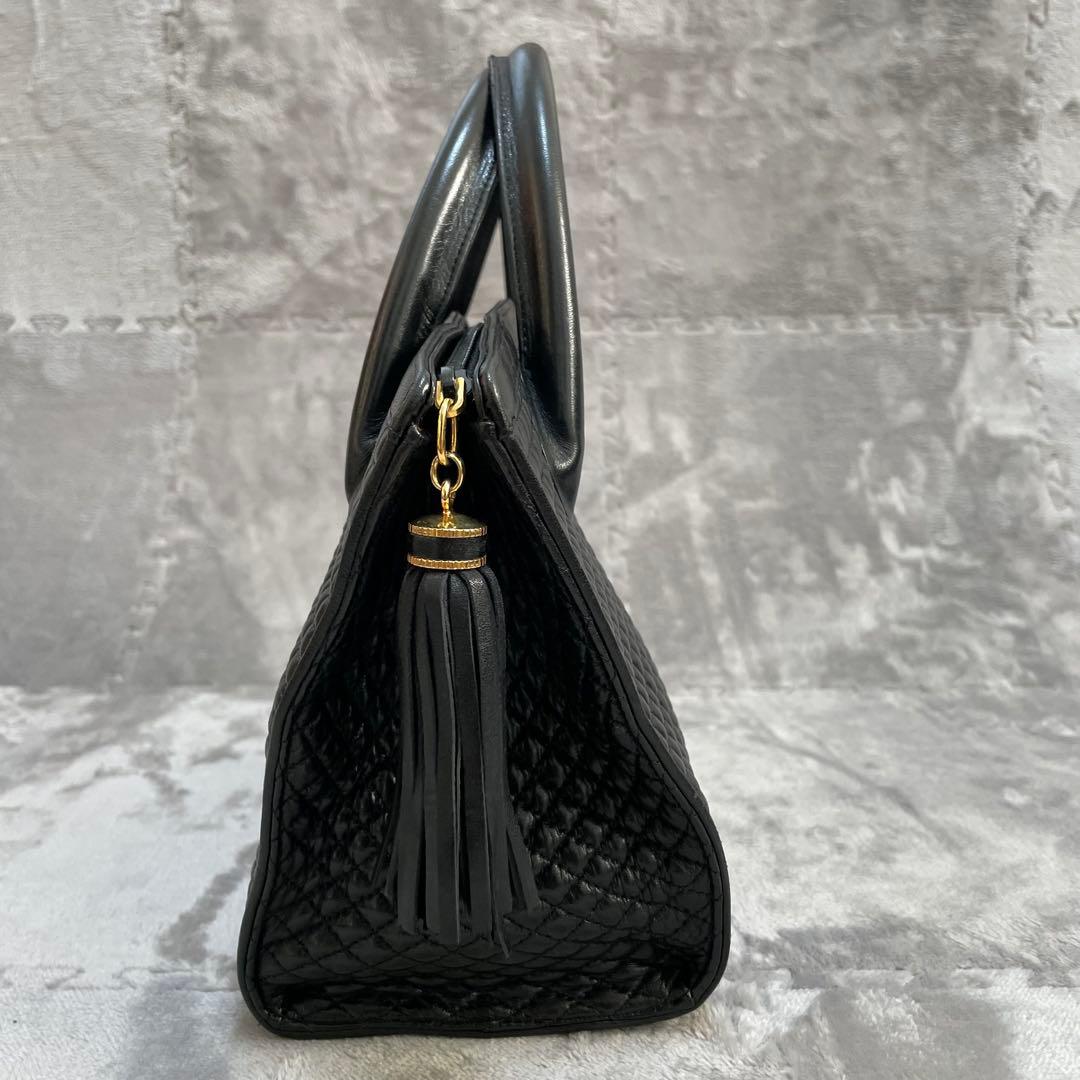 【極美品】BALLY バリー ハンドバッグ キルティング タッセル ロゴ金具 黒