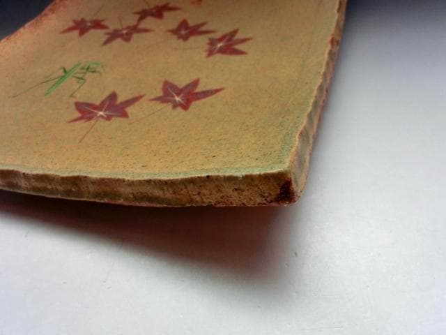 皿■蟷螂【番浦史郎】ばんうらしろう カマキリ 楓 飾り皿 料理皿 京焼 土物■