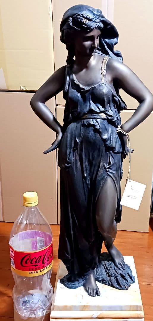 A.de.Luca 手彫り女神像 ブロンズ彫刻 大理石台座 アンティーク