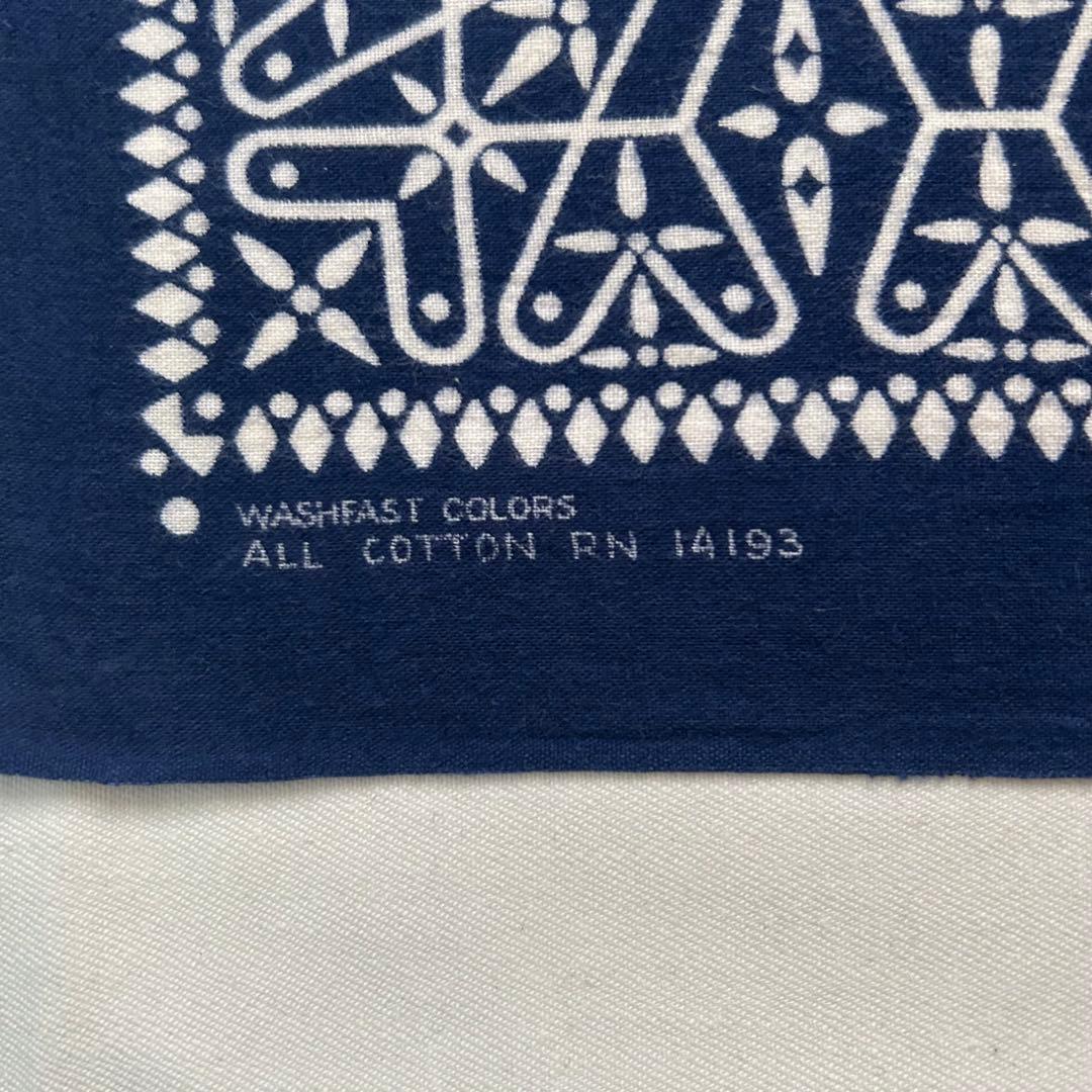 60s ヴィンテージ クロス バンダナ レア USA製 耳付 ネイビー 希少