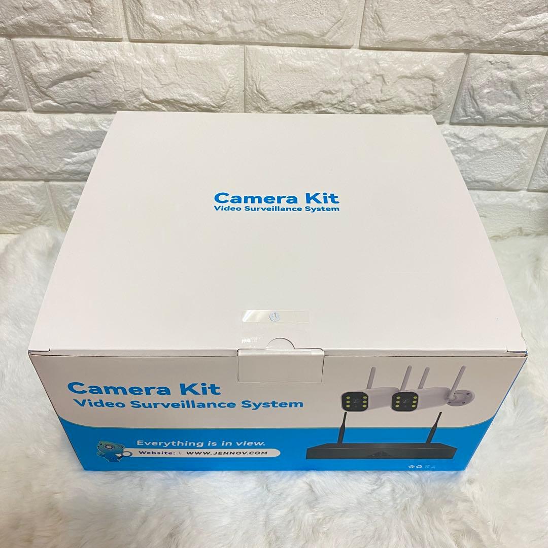 防犯カメラ 屋外 2台 モニター付き 500万画素 信号強化ワイヤレス