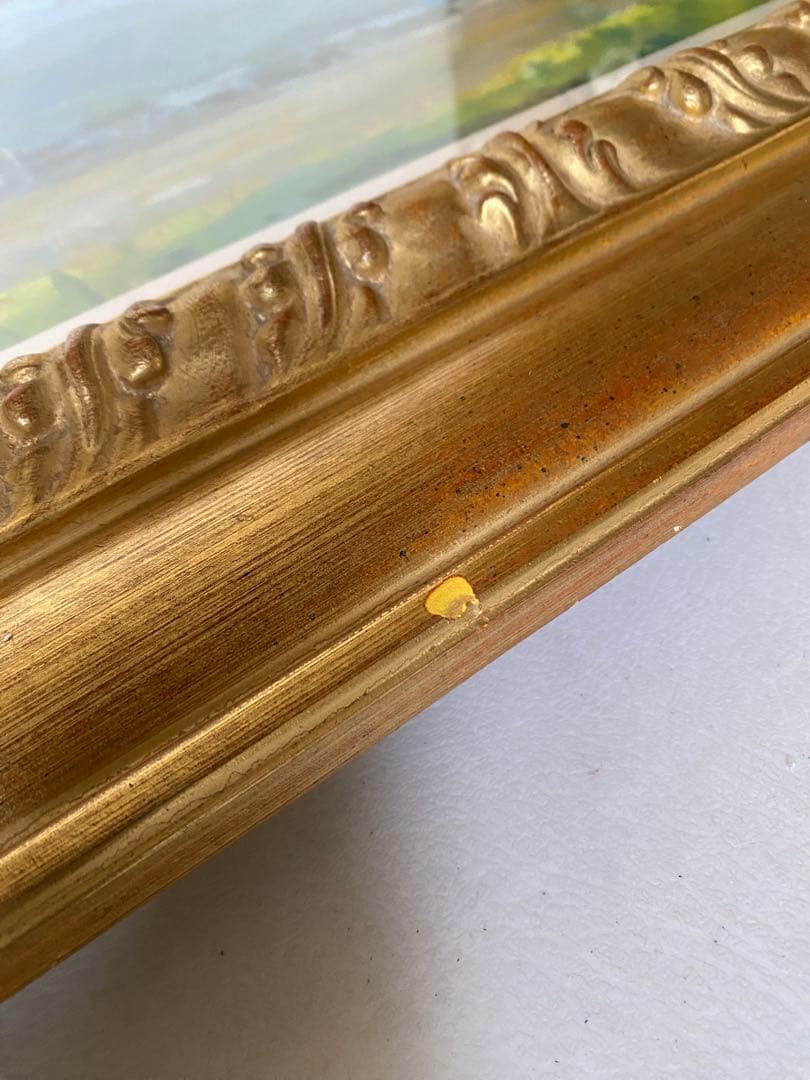 風景画　油絵　絵画　ゴールド装飾油彩額縁　額縁