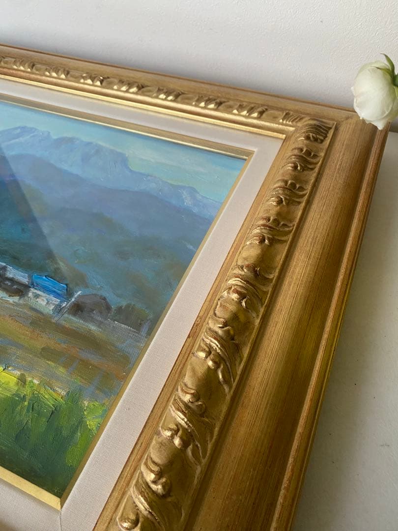 風景画　油絵　絵画　ゴールド装飾油彩額縁　額縁