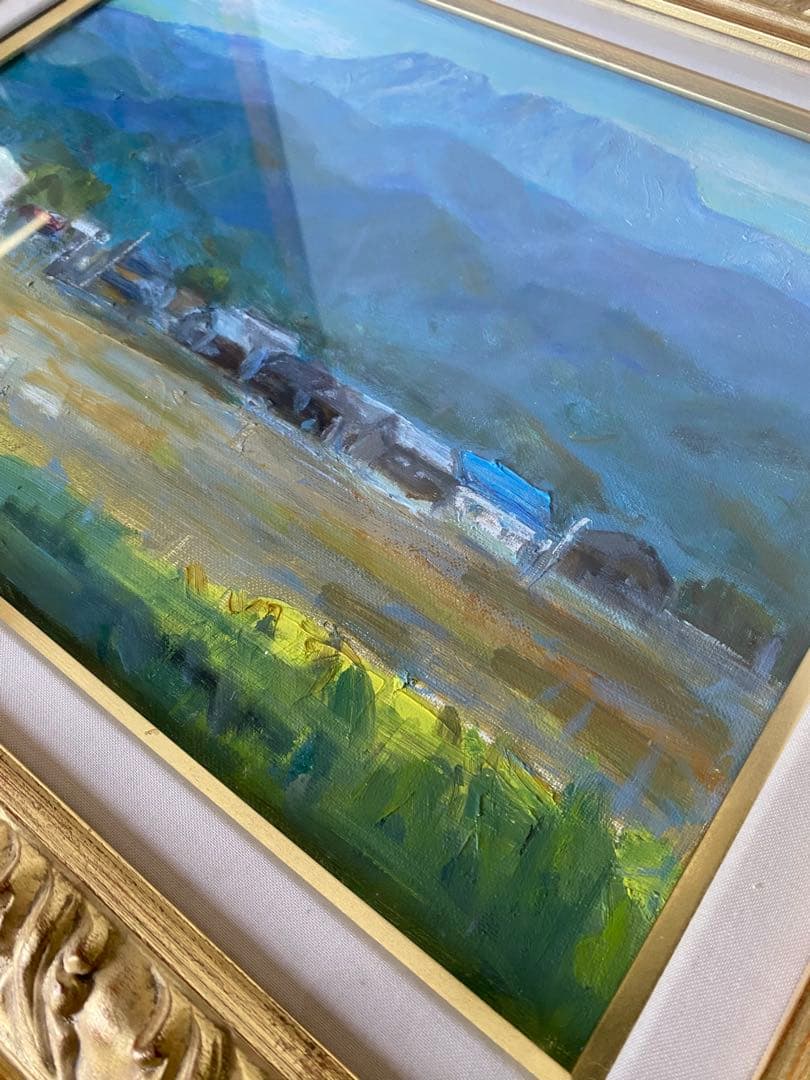 風景画　油絵　絵画　ゴールド装飾油彩額縁　額縁