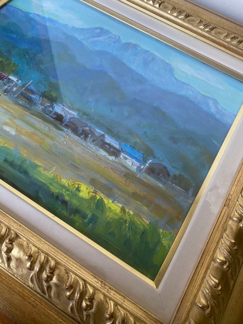 風景画　油絵　絵画　ゴールド装飾油彩額縁　額縁