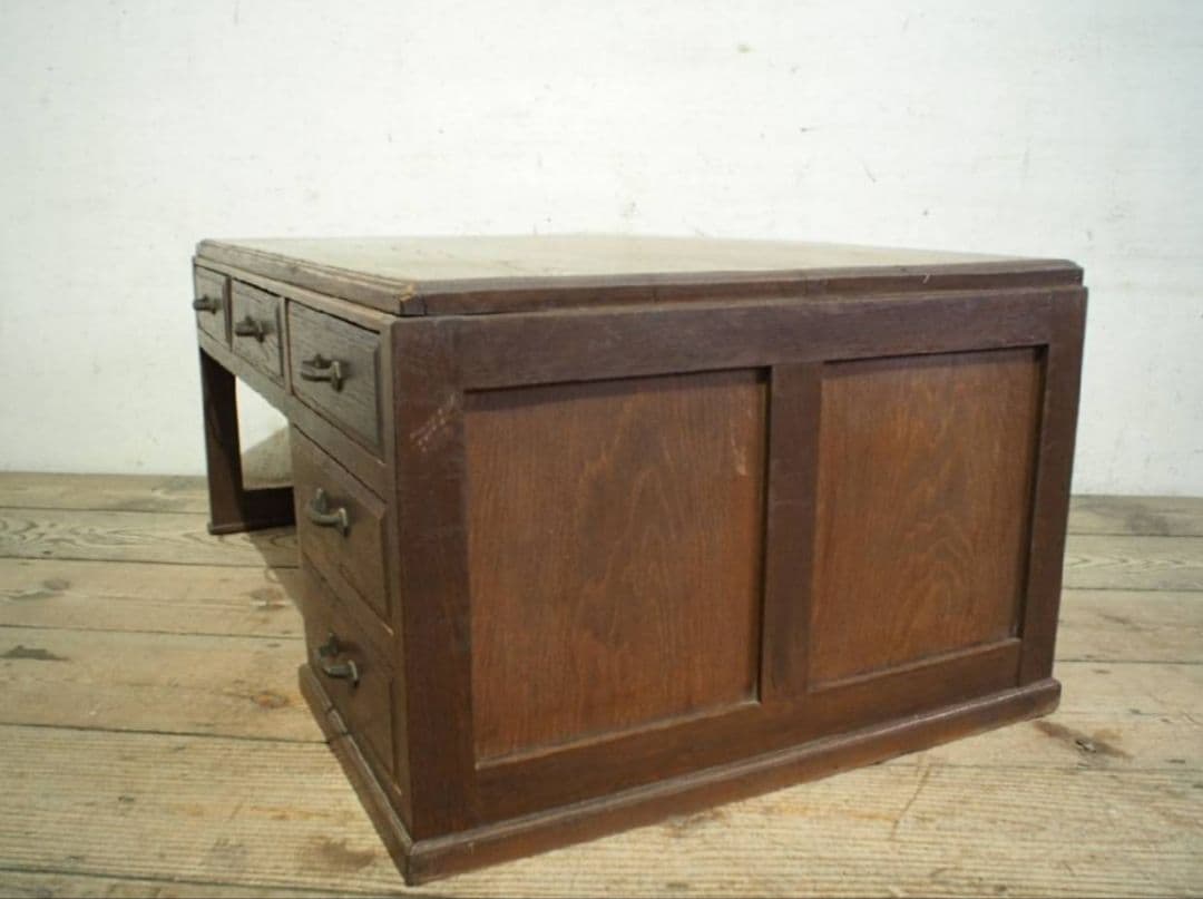 1039 ヴィンテージ　ロータイプの片袖机　文机　ローテーブル　収納棚　レトロ