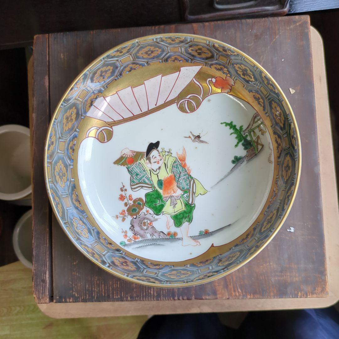 骨董 古伊万里 鉢 大中小 恵比寿 美品 盛り鉢 器 染錦 ３つ 飾り鉢