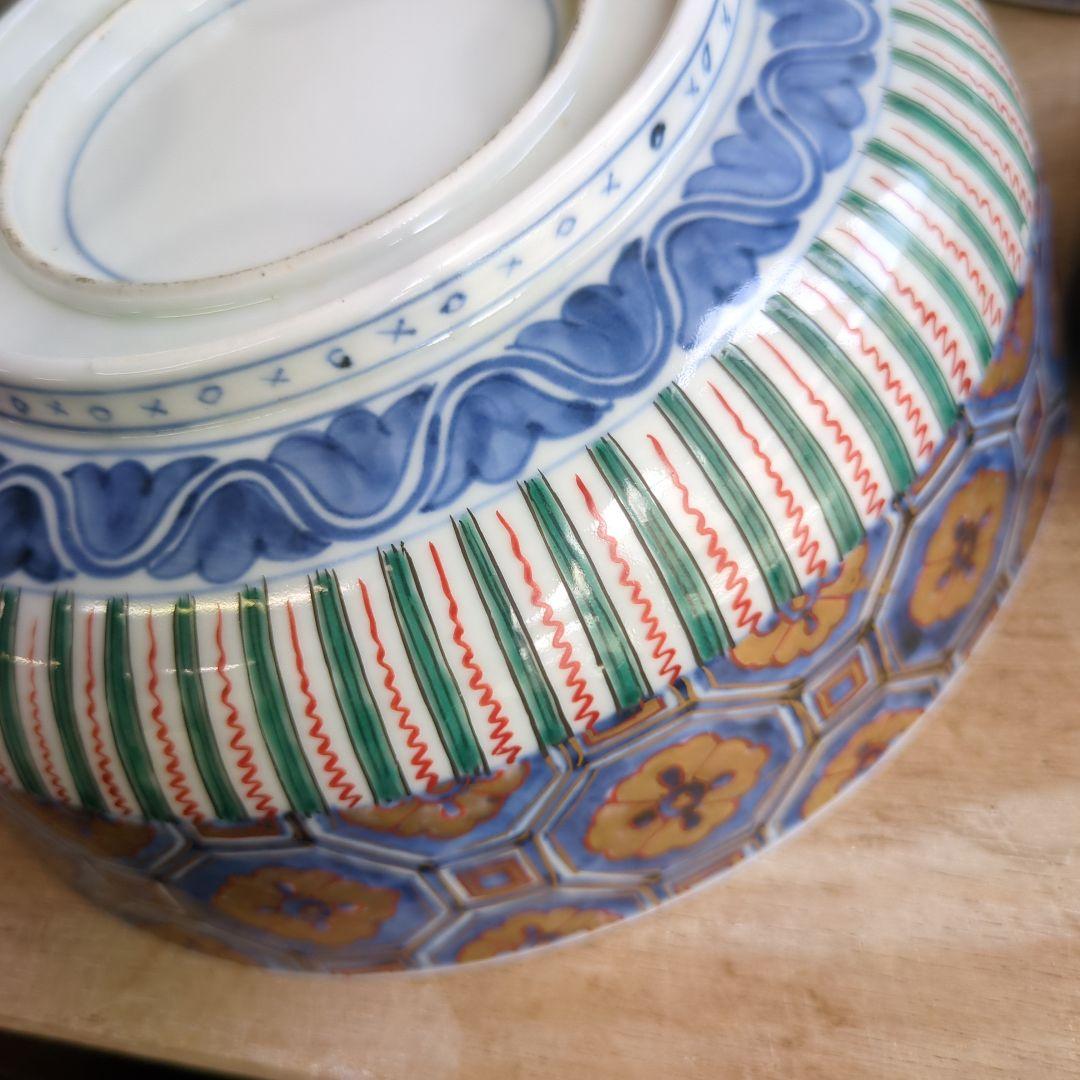 骨董 古伊万里 鉢 大中小 恵比寿 美品 盛り鉢 器 染錦 ３つ 飾り鉢