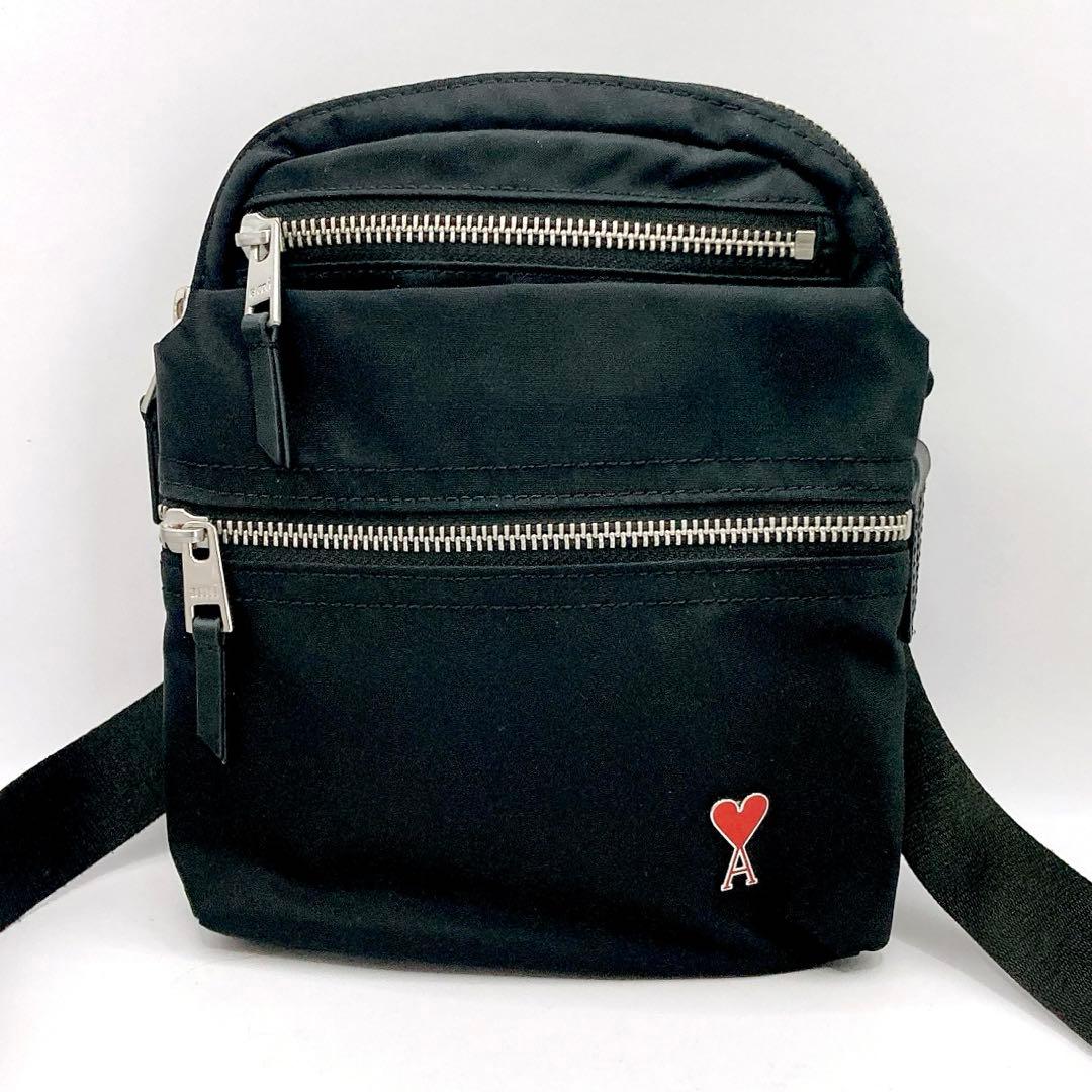 未使用級✨AMI PARIS アミパリス ショルダーバッグ ブラック ナイロン