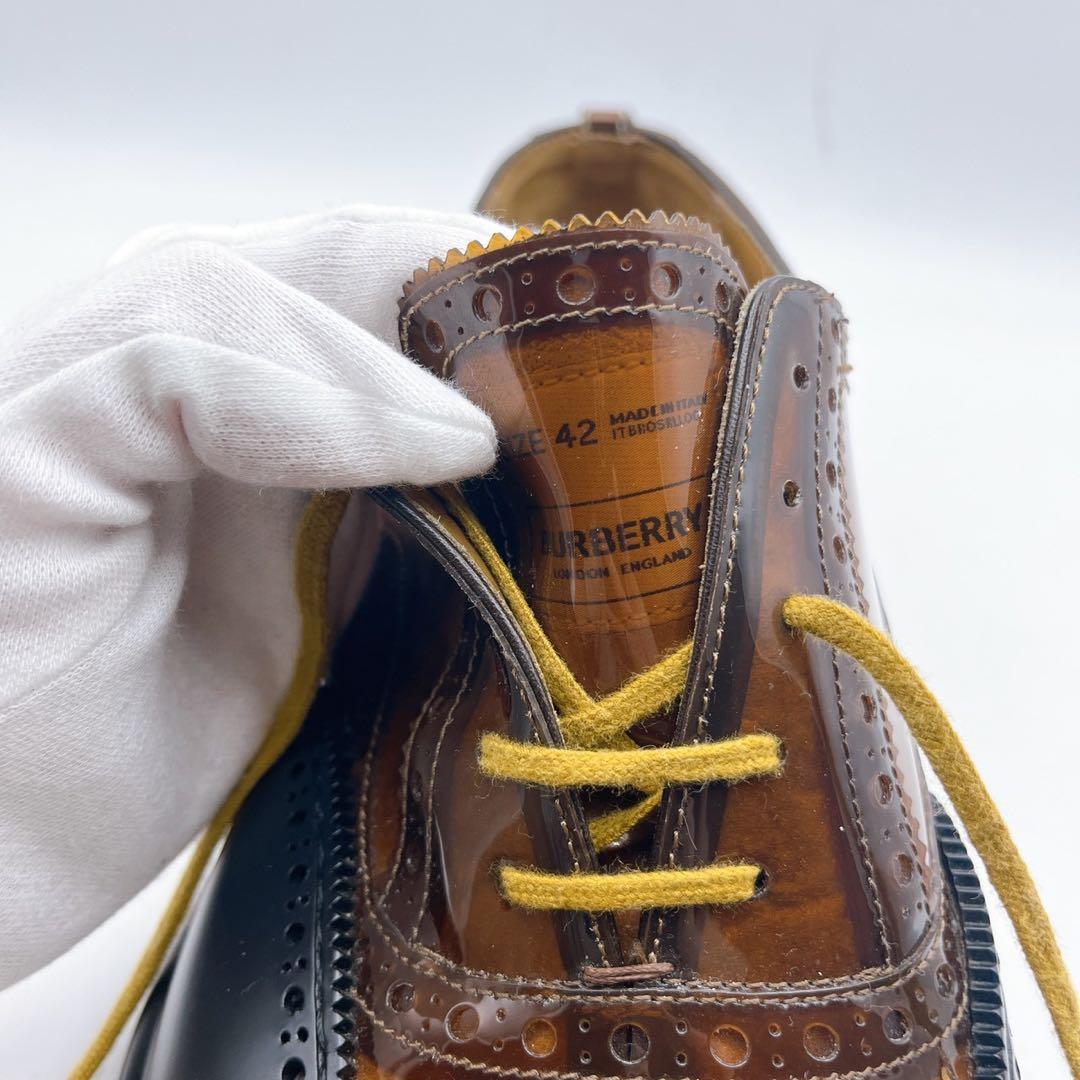 激レア❗️バーバリー ウィングチップ シューズ クリア エナメル切り替え 42