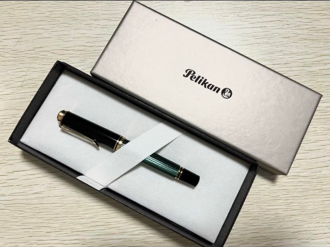 ペリカン スーべレーン　緑縞　M405 EF　インク付　美品