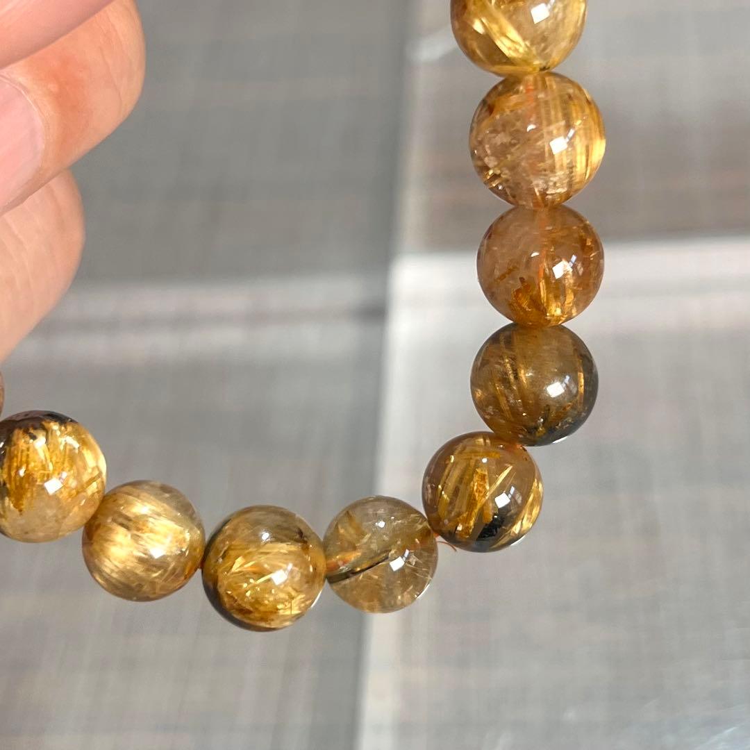 金運強　太陽放射ルチルブレスレット　ヘマタイト　ルチルクォーツ　3-2